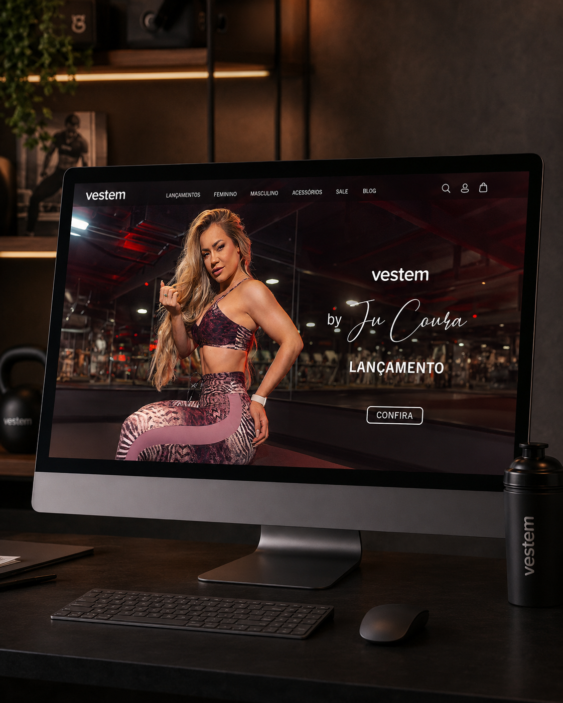 Campanha Vestem Ju Coura aplicada em desktop