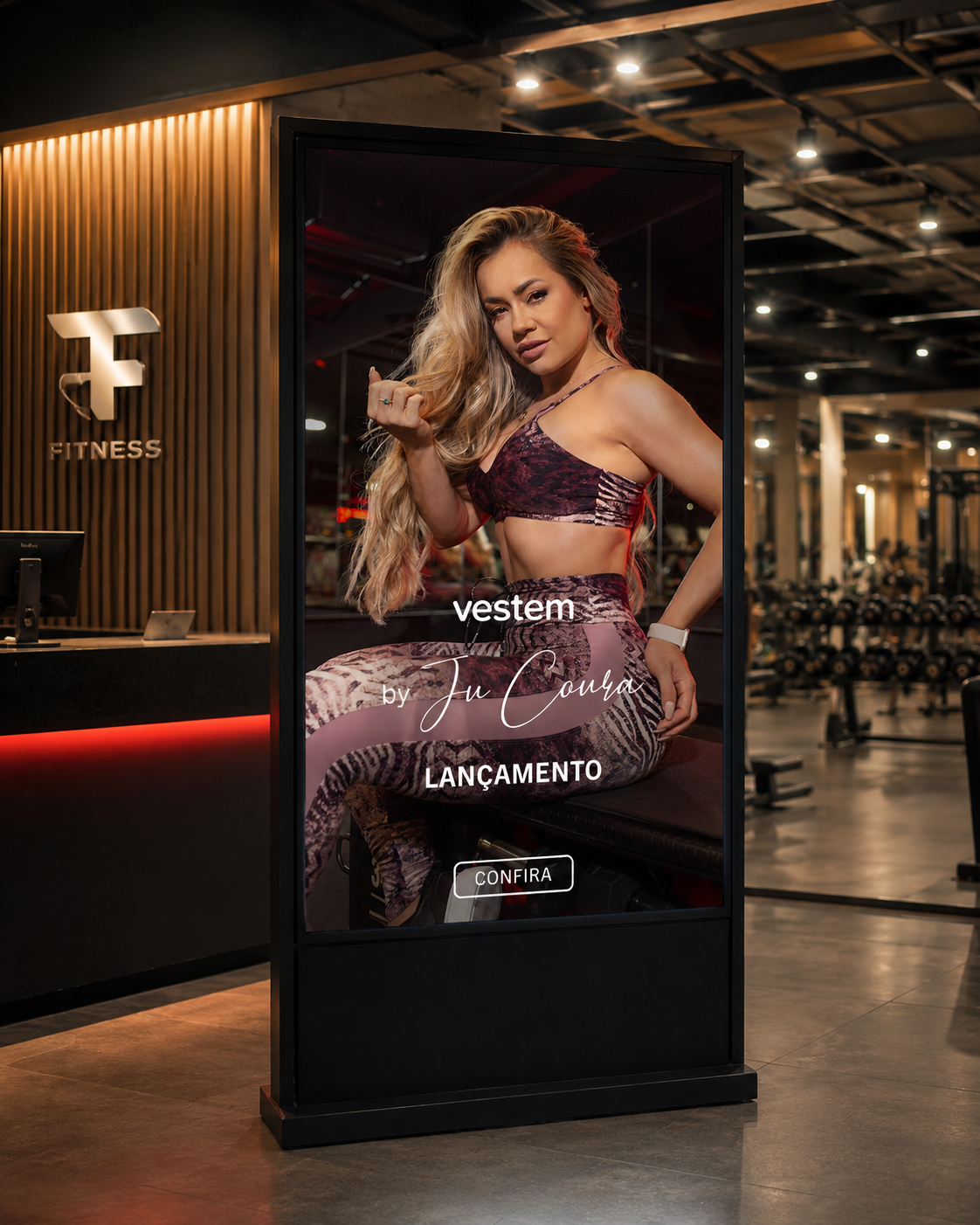 Campanha Vestem Ju Coura aplicada em display vertical